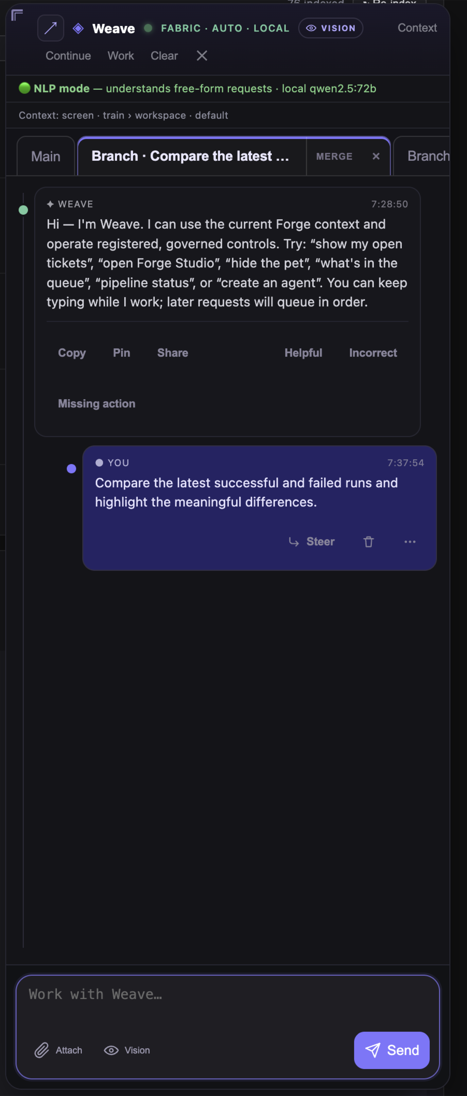 Weave conversational execution